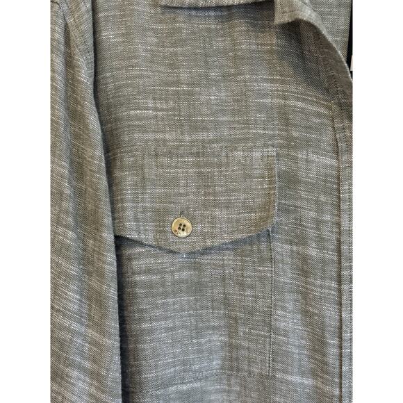 Jones New York Signature Linen Blend Top w/Roll Tab Sleeves Green Size Large NWT - Picture 2 of 10